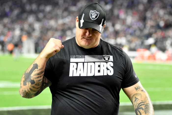 LAS VEGAS, NEVADA - SEPTEMBER 13: Offensive guard Richie Incognito #64 of the Las Vegas Raiders celebrates after the team's 33-27 overtime victory over the Baltimore Ravens at Allegiant Stadium on September 13, 2021 in Las Vegas, Nevada. (Photo by Chris Unger/Getty Images)