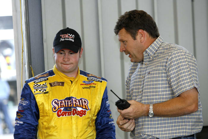 Bobby East looks on at Built Ford Tough 225 Practice.