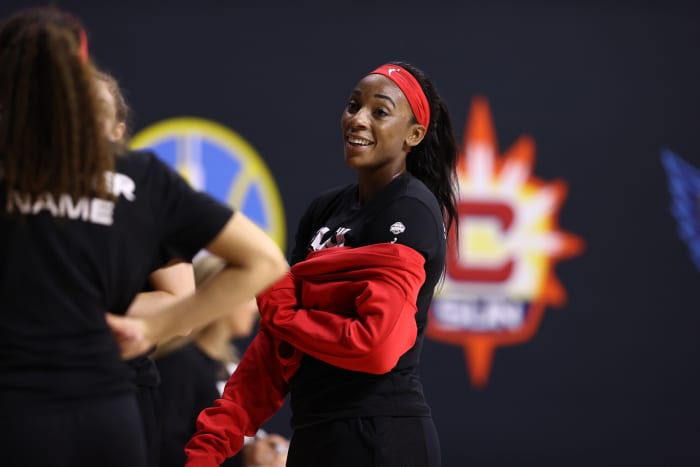Glory Johnson of the WNBA during a team practice earlier in the season.