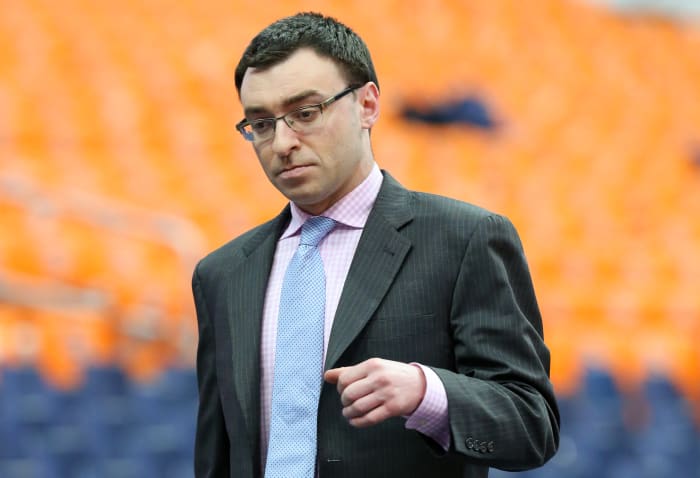 SYRACUSE, NY - JANUARY 12: ESPN play-by-play announcer Jason Benetti prior to the game between the Georgia Tech Yellow Jackets and the Syracuse Orange at the Carrier Dome on January 12, 2019 in Syracuse, New York. (Photo by Rich Barnes/Getty Images)