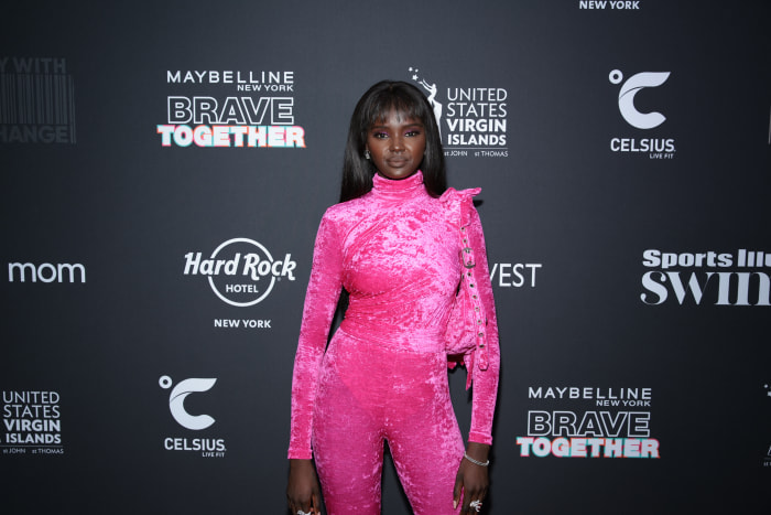 NEW YORK, NEW YORK - MAY 19: Duckie Thot attends the launch of the 2022 Issue and Debut of Pay With Change with Sports Illustrated Swimsuit at Hard Rock Hotel New York on May 19, 2022 in New York City. (Photo by Dimitrios Kambouris/Getty Images for Sports Illustrated Swimsuit)