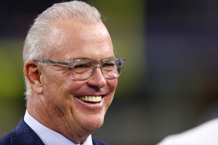 ARLINGTON, TEXAS - NOVEMBER 10: Dallas Cowboys CEO Stephen Jones looks on before the game between the Minnesota Vikings and the Dallas Cowboys at AT&T Stadium on November 10, 2019 in Arlington, Texas. (Photo by Tom Pennington/Getty Images)