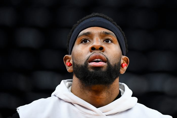 SALT LAKE CITY, UTAH - APRIL 28: Royce O'Neale #23 of the Utah Jazz warms up before Game 6 of the Western Conference First Round Playoffs against the Dallas Mavericks at Vivint Smart Home Arena on April 28, 2022 in Salt Lake City, Utah. NOTE TO USER: User expressly acknowledges and agrees that, by downloading and/or using this Photograph, user is consenting to the terms and conditions of the Getty Images License Agreement. (Photo by Alex Goodlett/Getty Images)