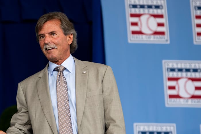 MLB Hall of Fame pitcher Dennis Eckersley at the Hall of Fame ceremony.