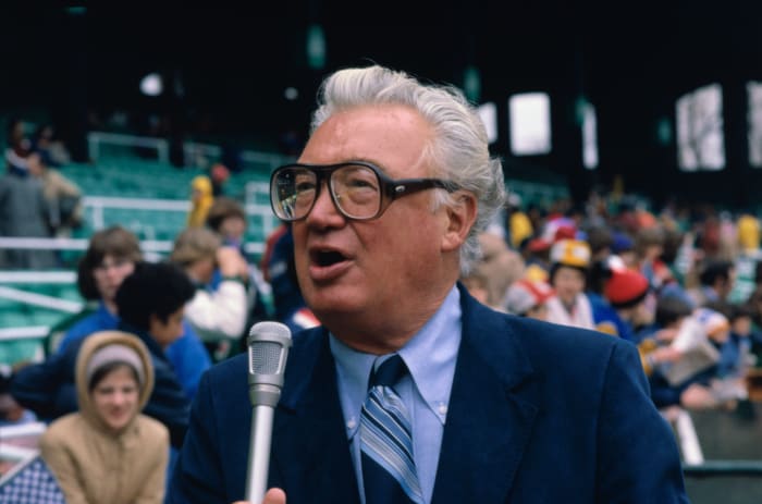 Chicago baseball broadcaster Harry Caray on Opening Day.