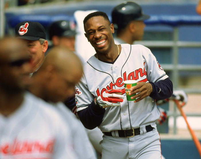 Former Cleveland Indians star Kenny Lofton on the field.