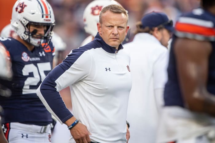 Bryan Harsin of the Auburn Tigers prior to their game against San Jose State.
