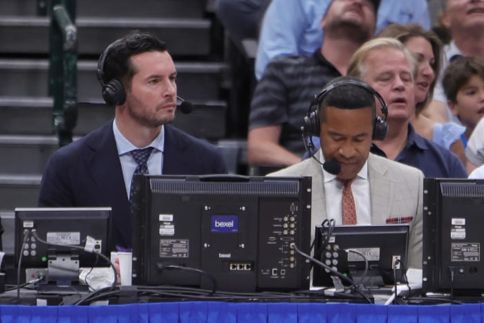 JJ Redick calling an NBA game for ESPN.