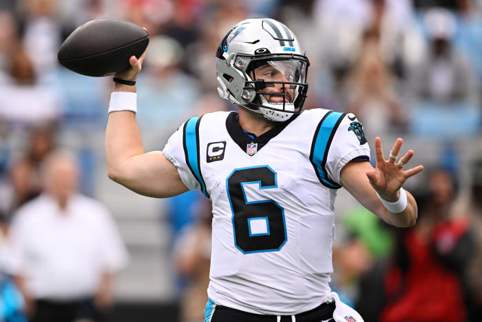 Baker Mayfield throws a pass against the New Orleans Saints.
