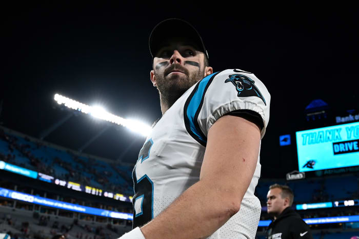 Panthers quarterback Baker Mayfield following his team's loss to San Francisco.