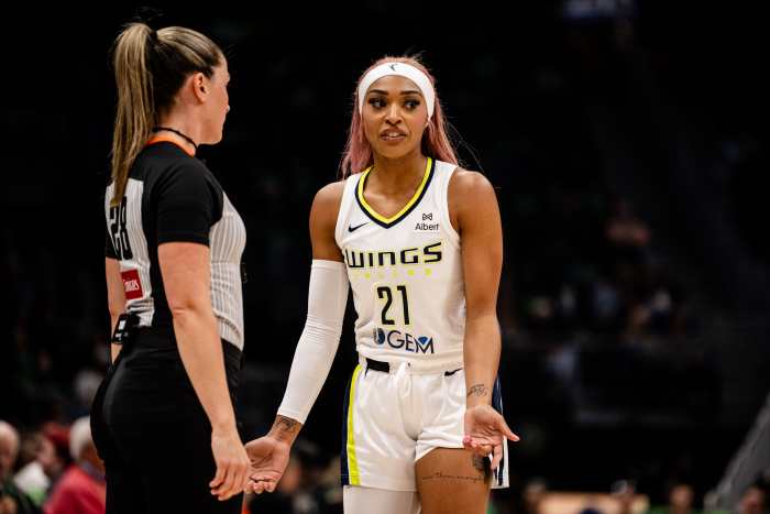 DiJonai Carrington on the Dallas Wings.