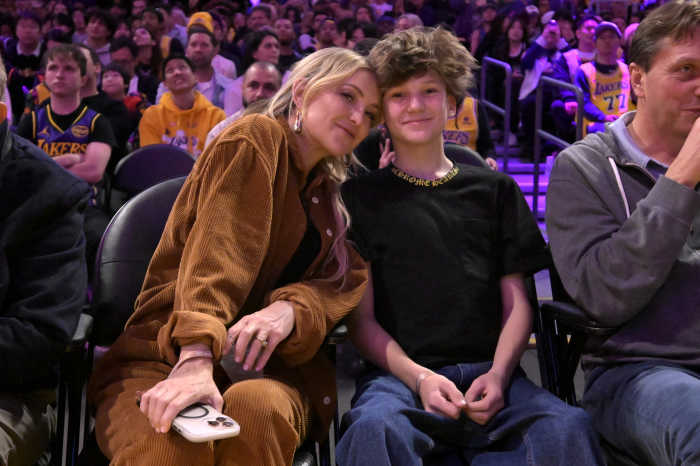 Actress Kate Hudson attends the game between the Los Angeles Lakers and the Denver Nuggets at Crypto.com Arena. Mandatory Credit: Jayne Kamin-Oncea-Imagn Images