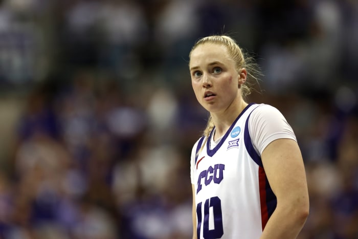 Hailey Van Lith looks on for TCU.