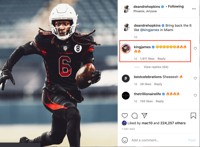 LeBron James Reacts To DeAndre Hopkins' Number Change The Spun
