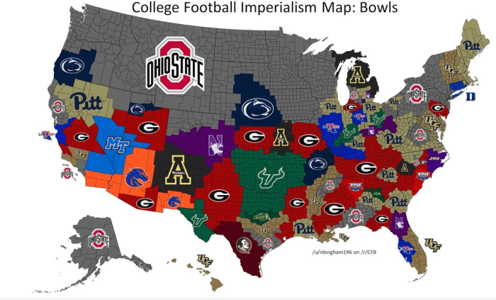 Here's The College Football Imperialism Map After All Bowl Games - The Spun