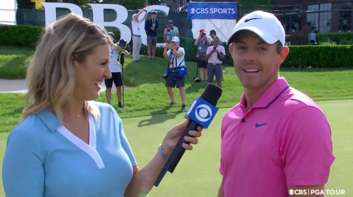 Rory McIlroy's post-round interview on CBS is going viral on Sunday afternoon.