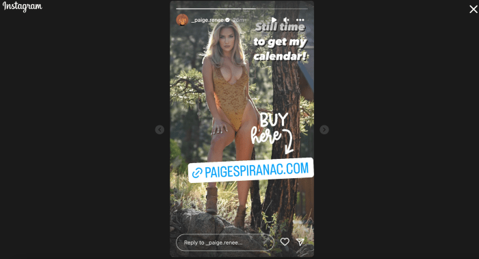 Post from Paige Spiranac's Instagram story.