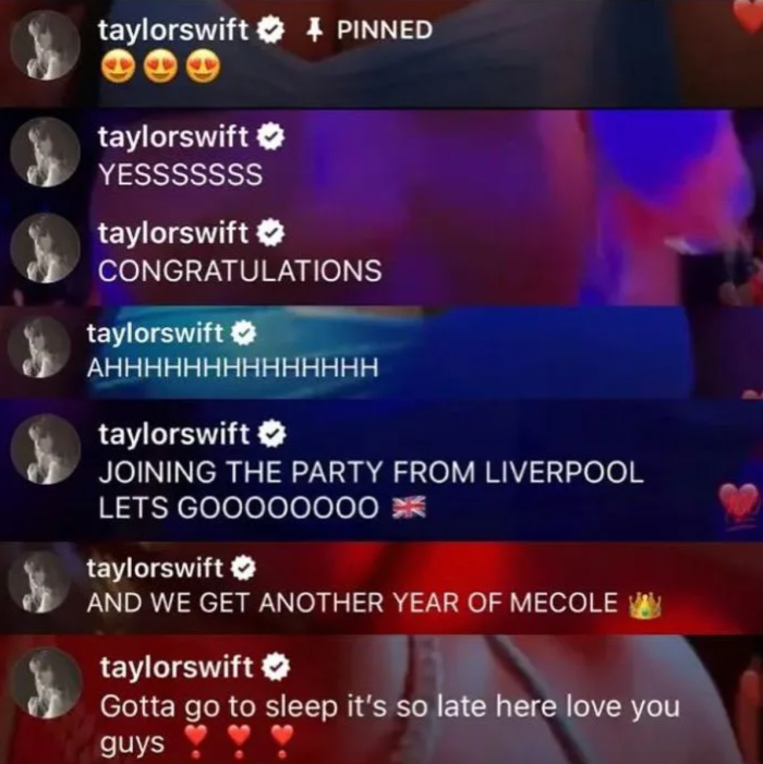 Swift and Kelce on IG.