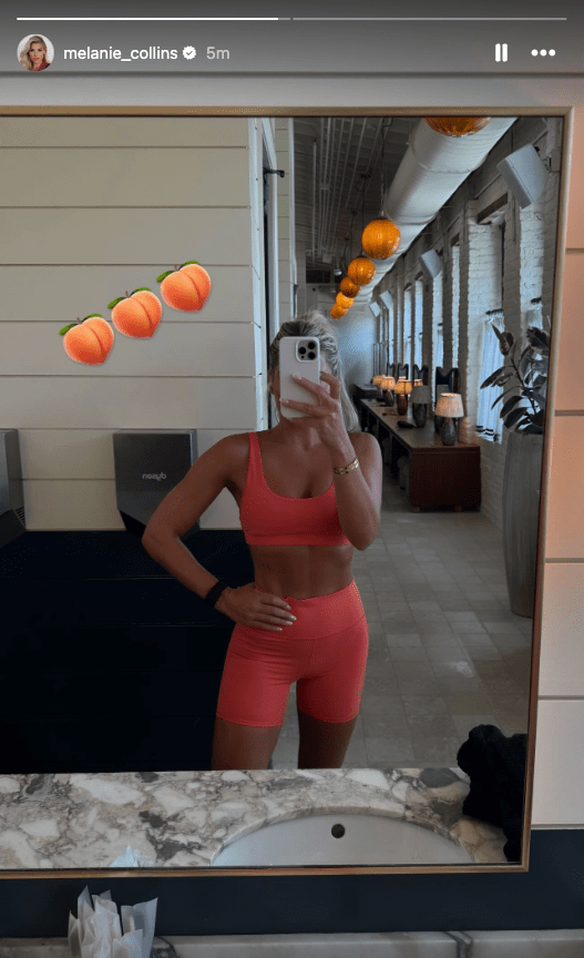 NFL sideline reporter Melanie Collins in workout gear.