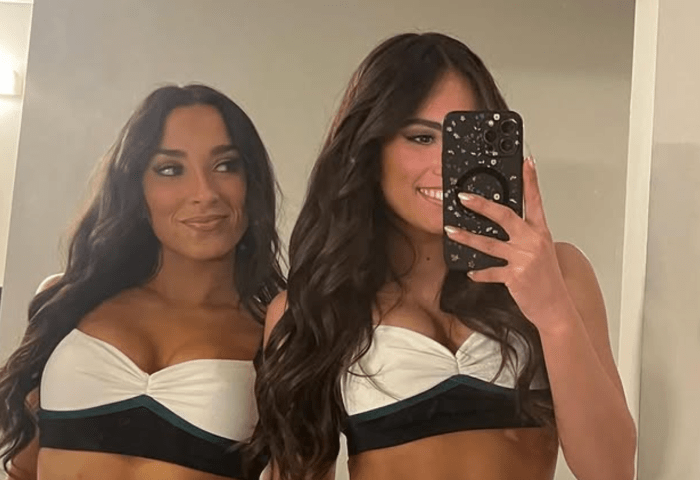 Eagles cheerleader postgame message.