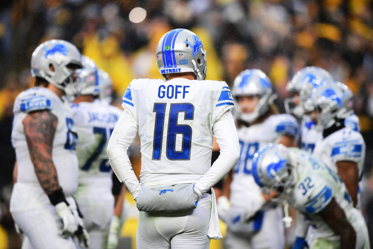 Jared Goff on the field for the Lions.