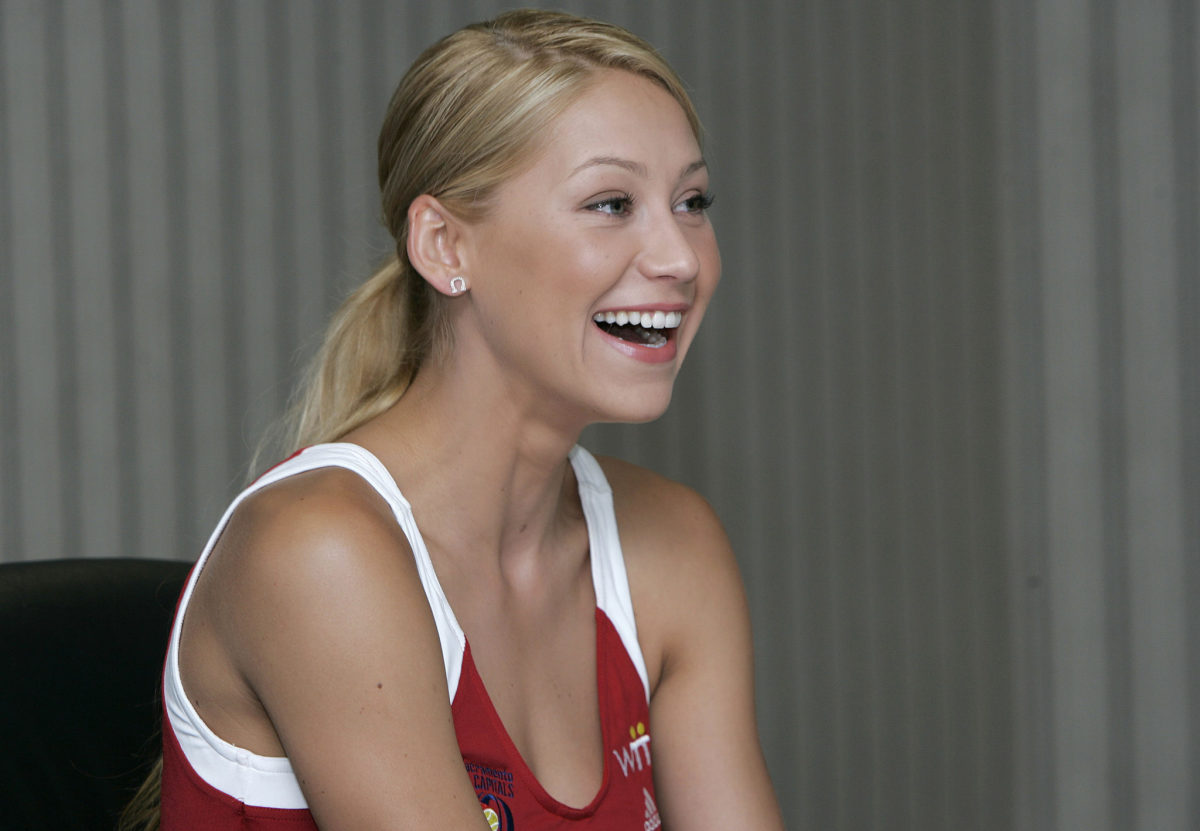 Anna Kournikova at a tennis tournament in California.