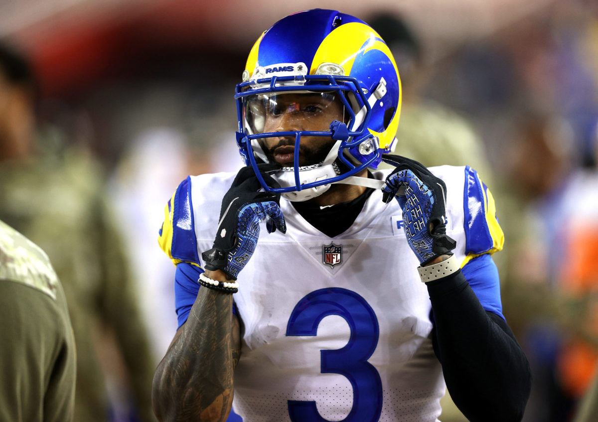 Odell Beckham on the field for the Rams.