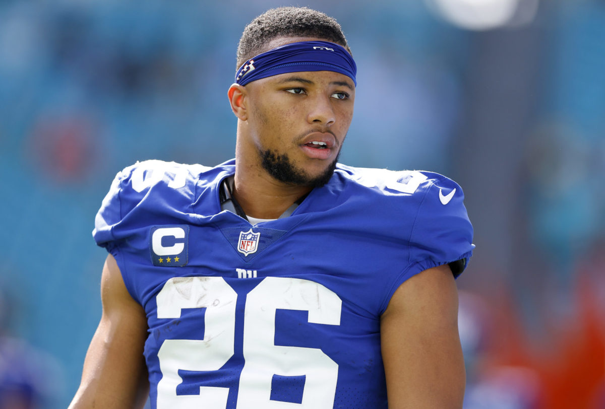 Saquon Barkley on the field for the Giants.
