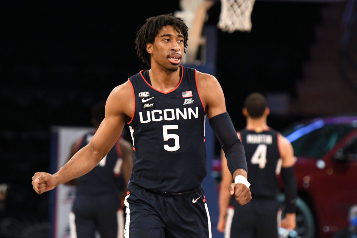 Isaiah Whaley on the court for UConn.
