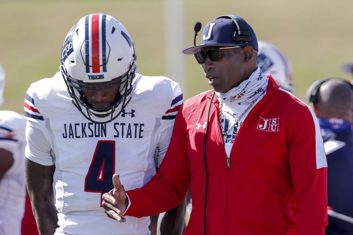Deion Sanders coaching for Jackson State.