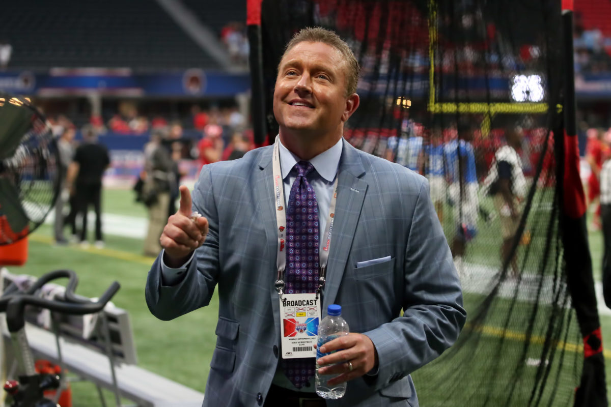 Kirk Herbstreit looks on at the Chick-Fil-A kickoff.