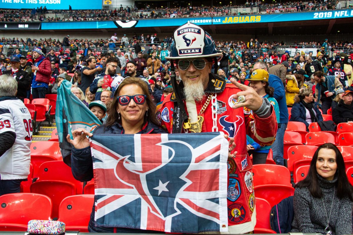 A Texans fan during an international NFL game in London.