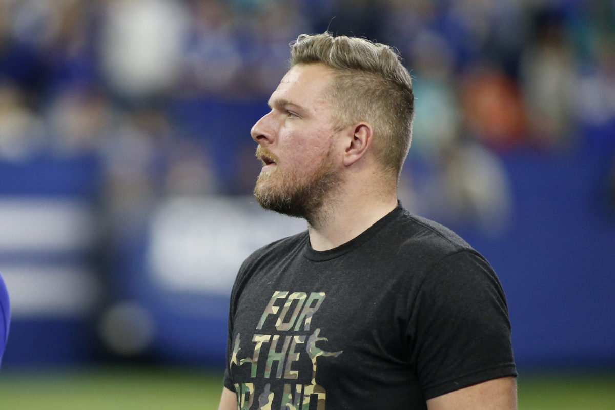 Former Colts punter Pat McAfee looks on during the team's Ring of Honor ceremony.