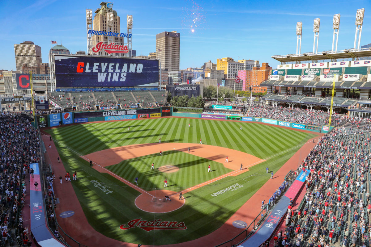 10 May 2015: A Cleveland Indians fan with a foam Chief Wahoo hat during the  game between the Minnesota Twins and Cleveland Indians at Progressive Field  in Cleveland, OH. Cleveland defeated Minnesota