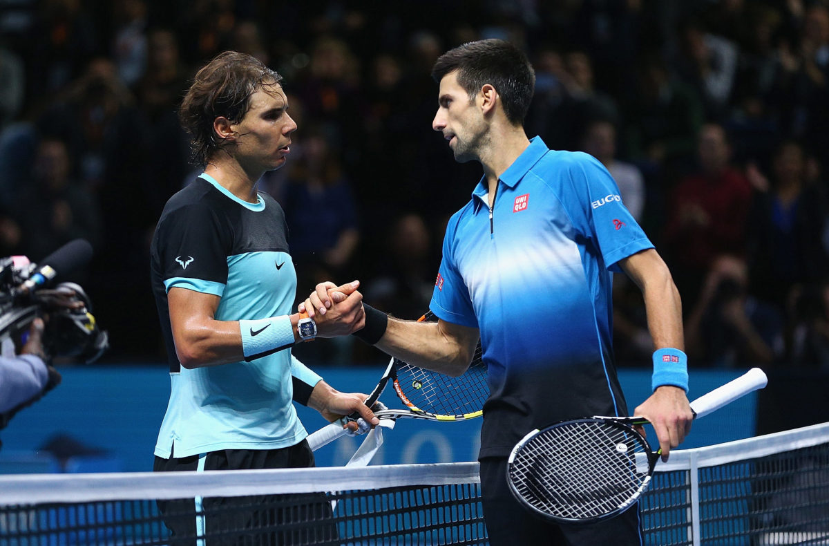 Novak Djokovic and Rafael Nadal at Barclays ATP World Tour Finals - Day Seven