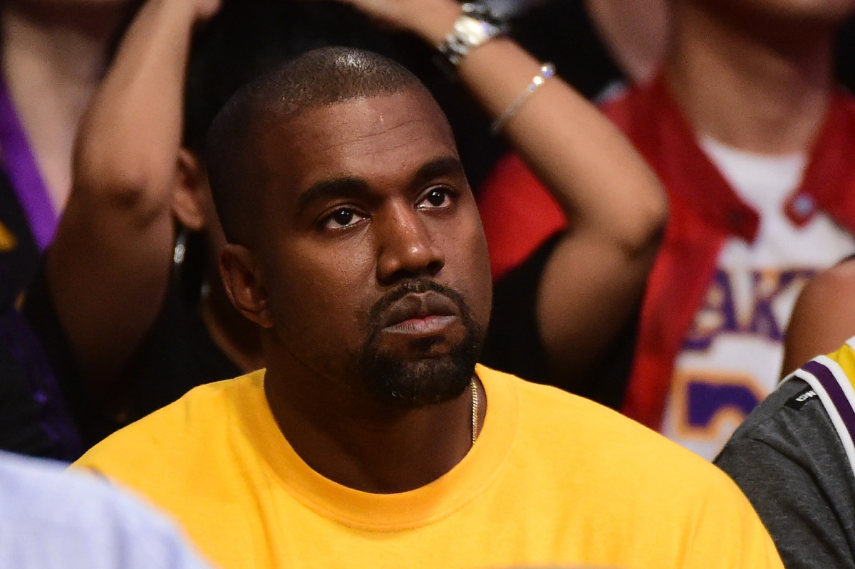 A closeup of Kanye West.