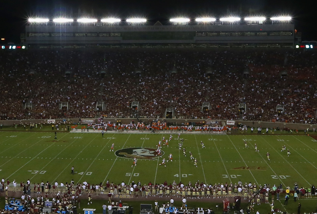 A general view of Florida State's football stadium during a game.