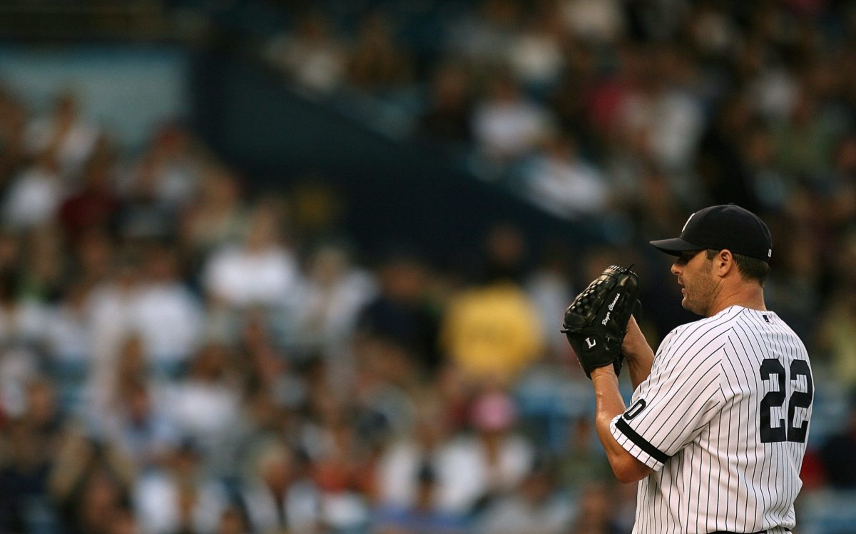 Roger Clemens on the mound for the yankees.