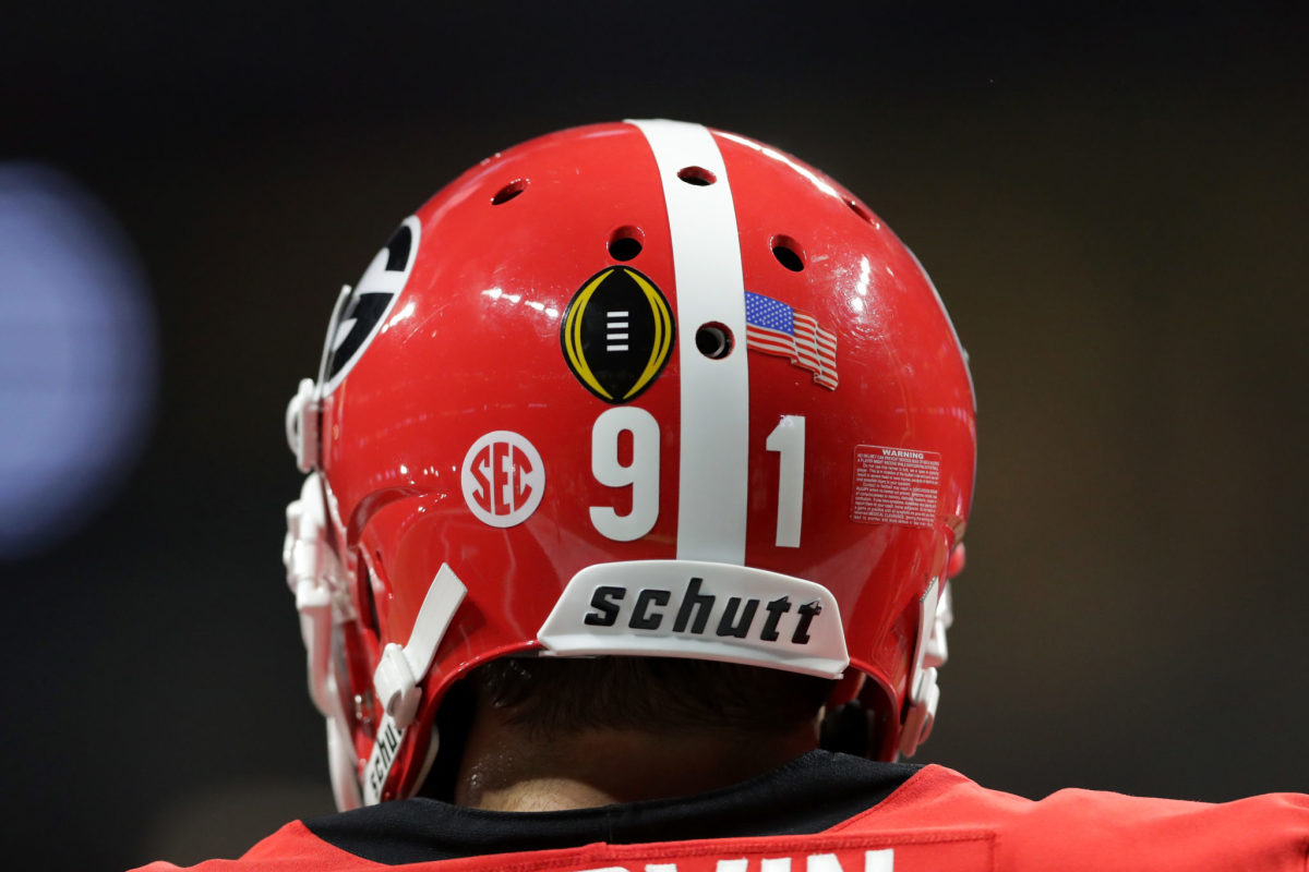 A Georgia Bulldogs player from behind.