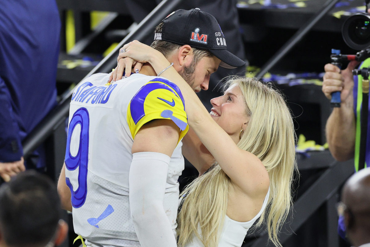 Kelly Stafford with her husband.