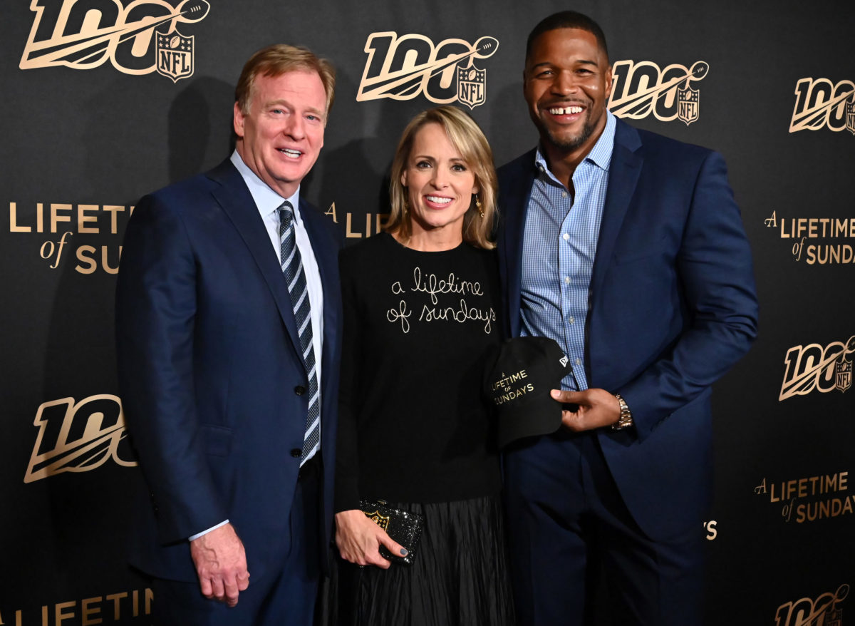 Roger Goodell, his wife and Michael Strahan