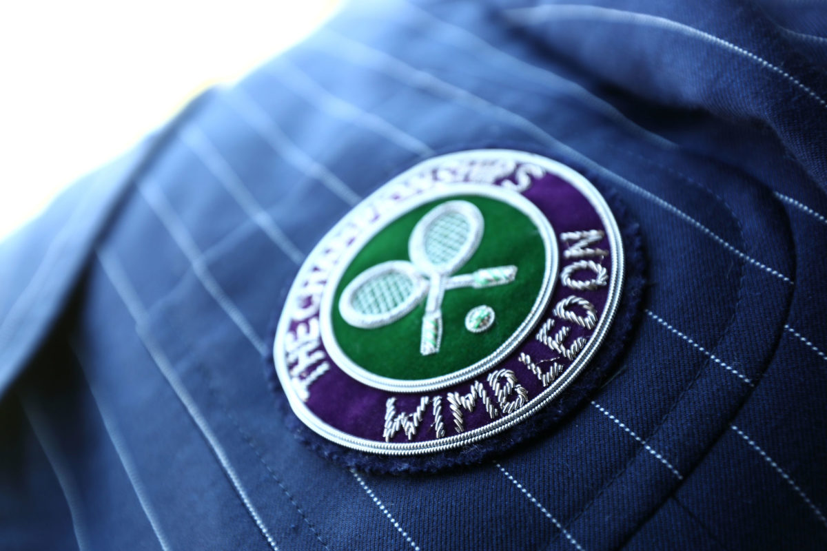 A photo of a Wimbledon badge.