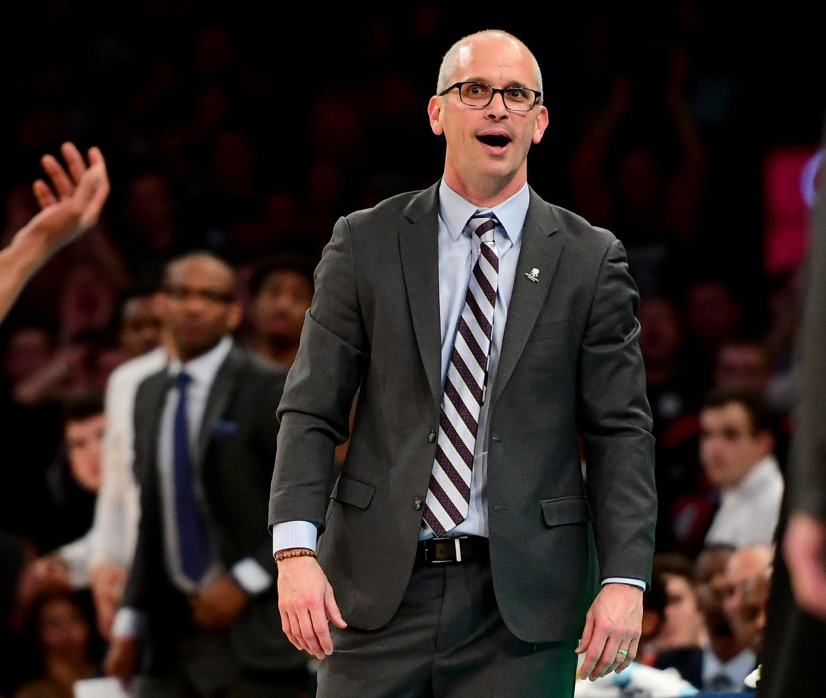 Dan Hurley reacting to being ejected.