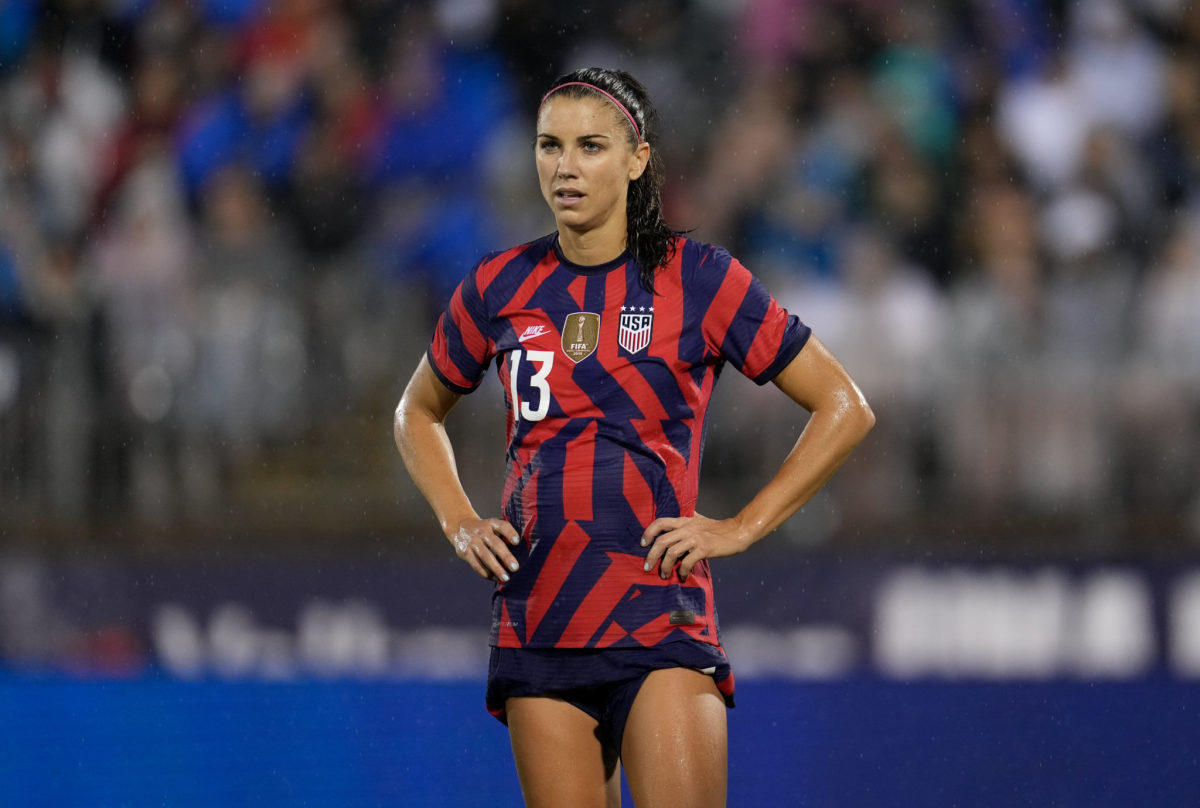 Alex Morgan plays for the USWNT in the exhibition.