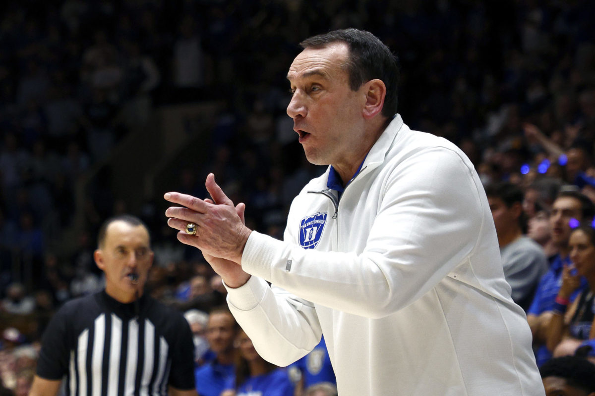 Look Coach K Is Back At Cameron Indoor Stadium Tonight The Spun