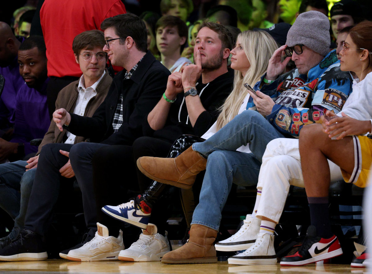 Matthew Stafford court side watching LeBron James show in LA with