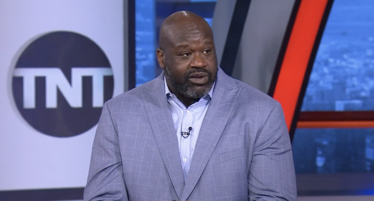 Shaquille O'Neal on the TNT set