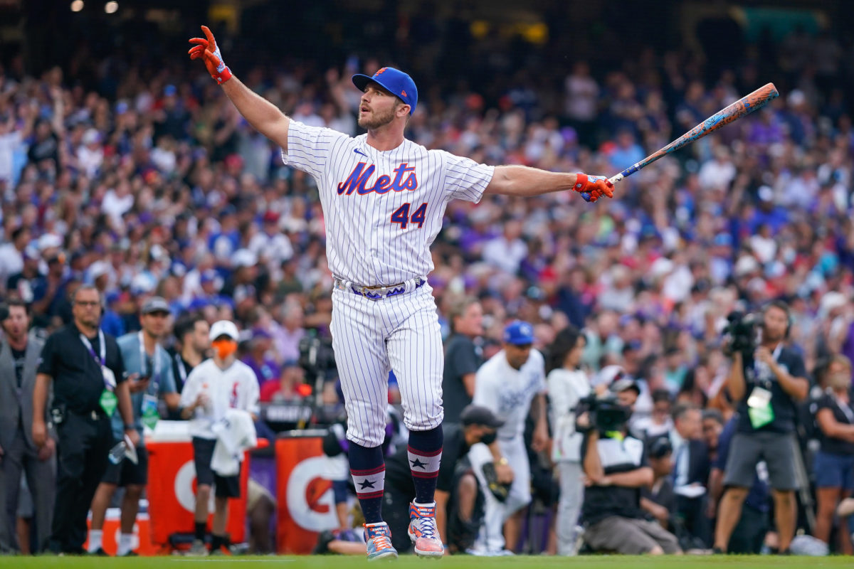 Pete Alonso celebrating at the Home Run Derby.