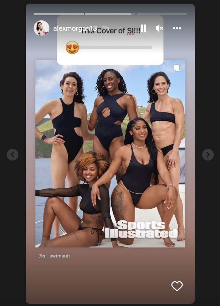 Alex Morgan reacts to the Sports Illustrated Swimsuit issue on her Instagram Story.