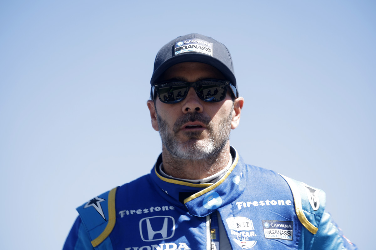 Legendary racing driver Jimmie Johnson during the IndyCar qualifying races.